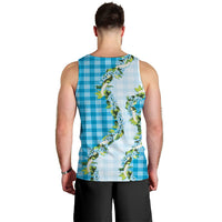 Blue Hawaii Palaka Men Tank Top Maile Pikake Honohono Orchid Lei LT05 - Polynesian Pride