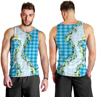 Blue Hawaii Palaka Men Tank Top Maile Pikake Honohono Orchid Lei LT05 - Polynesian Pride