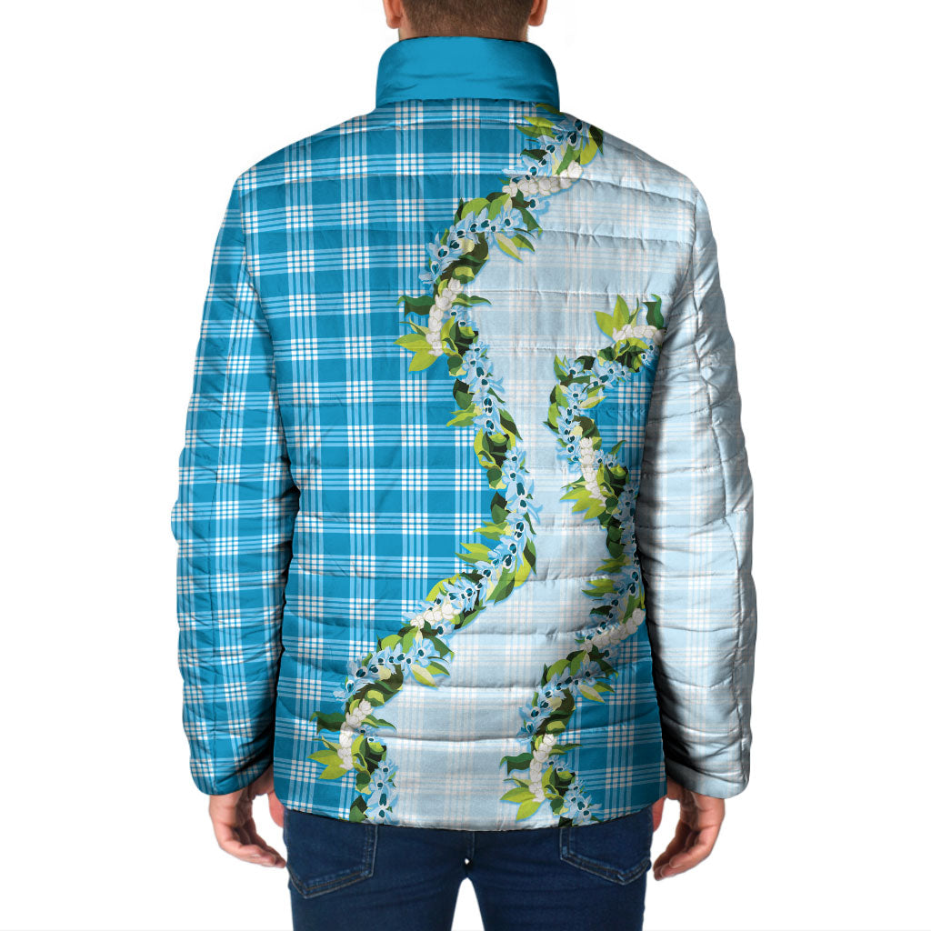 Blue Hawaii Palaka Padded Jacket Maile Pikake Honohono Orchid Lei LT05 - Polynesian Pride