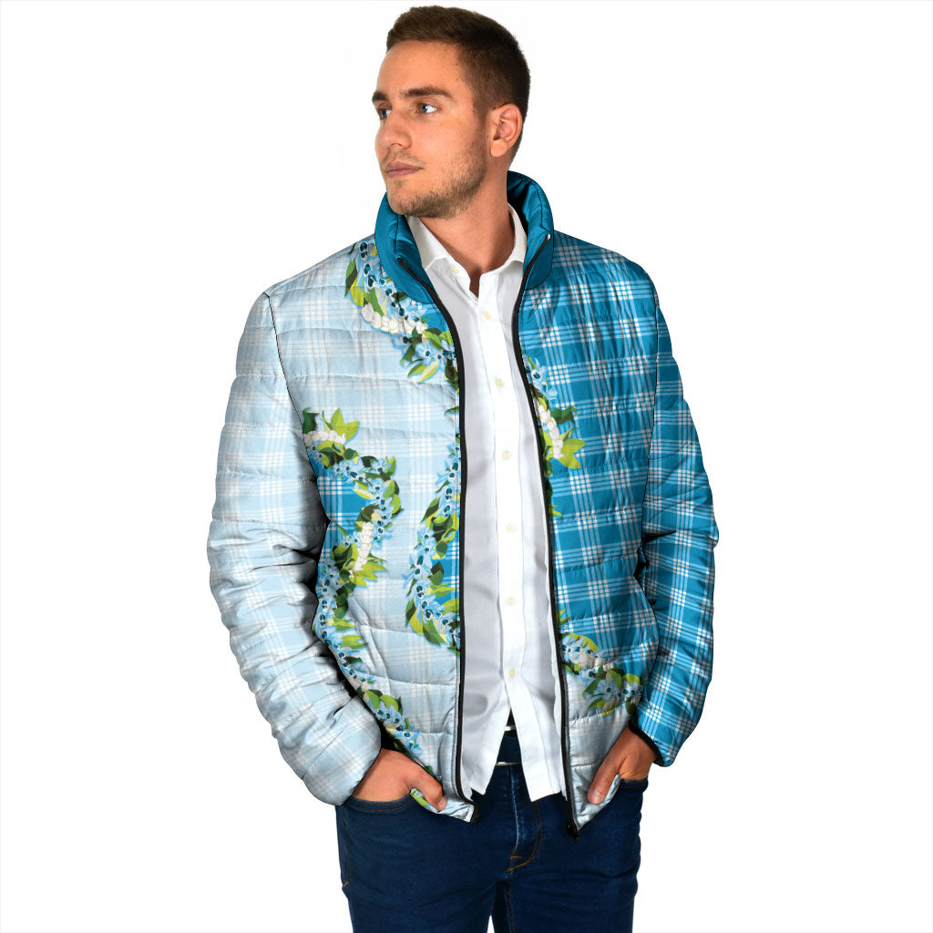 Blue Hawaii Palaka Padded Jacket Maile Pikake Honohono Orchid Lei LT05 - Polynesian Pride