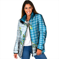 Blue Hawaii Palaka Padded Jacket Maile Pikake Honohono Orchid Lei LT05 Women Blue - Polynesian Pride