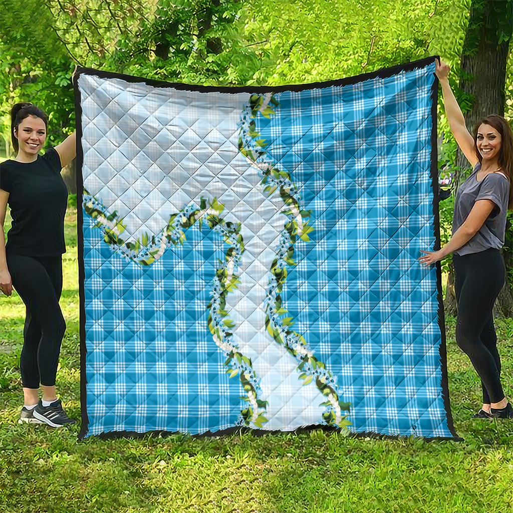 Blue Hawaii Palaka Quilt Maile Pikake Honohono Orchid Lei LT05 - Polynesian Pride