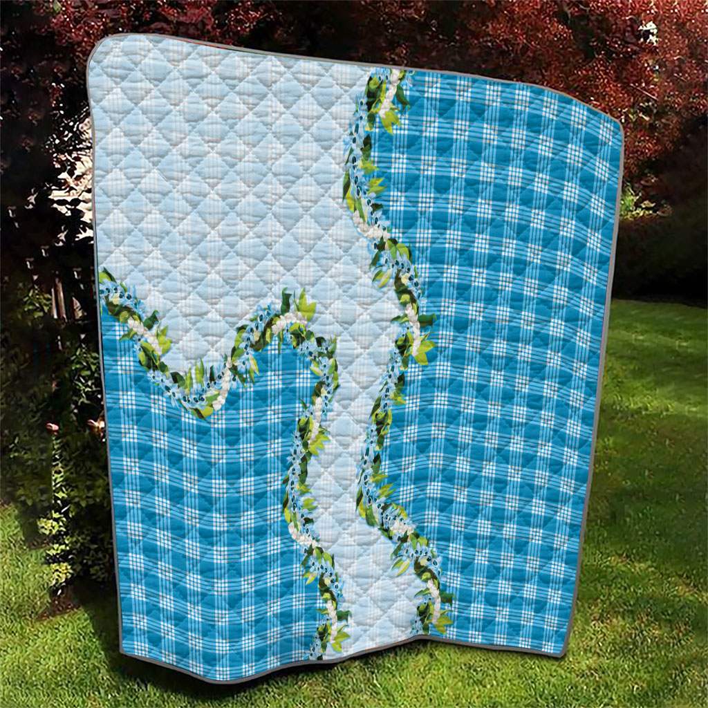 Blue Hawaii Palaka Quilt Maile Pikake Honohono Orchid Lei LT05 - Polynesian Pride