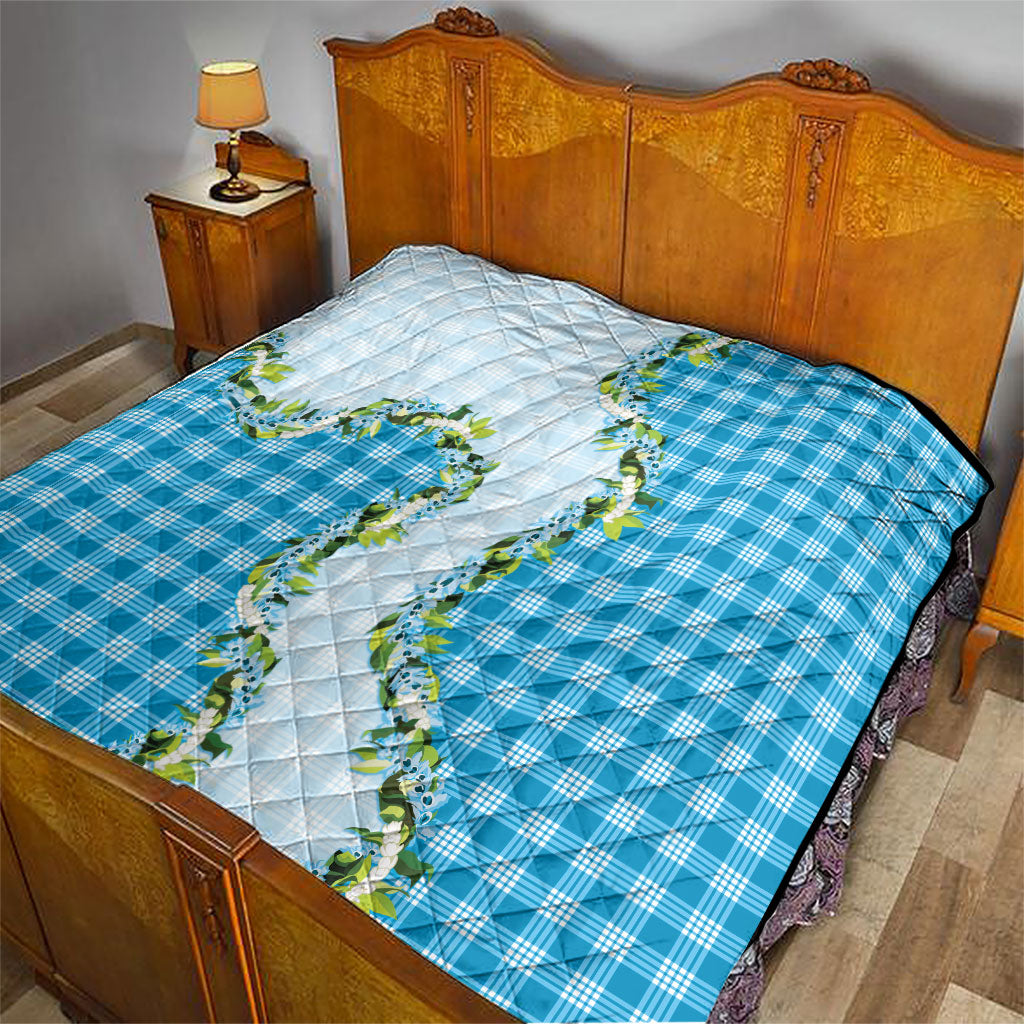 Blue Hawaii Palaka Quilt Maile Pikake Honohono Orchid Lei LT05 - Polynesian Pride