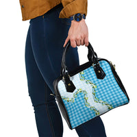 Blue Hawaii Palaka Shoulder Handbag Maile Pikake Honohono Orchid Lei