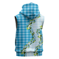 Blue Hawaii Palaka Sleeveless Zip Hoodie Maile Pikake Honohono Orchid Lei