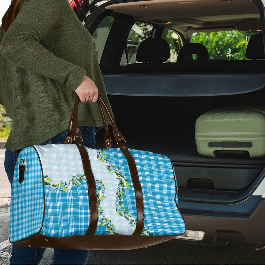 Blue Hawaii Palaka Travel Bag Maile Pikake Honohono Orchid Lei