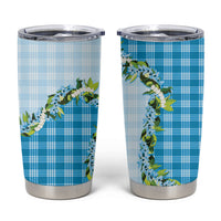 Blue Hawaii Palaka Tumbler Cup Maile Pikake Honohono Orchid Lei LT05 Blue - Polynesian Pride