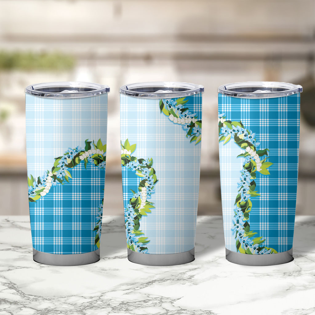 Blue Hawaii Palaka Tumbler Cup Maile Pikake Honohono Orchid Lei LT05 - Polynesian Pride
