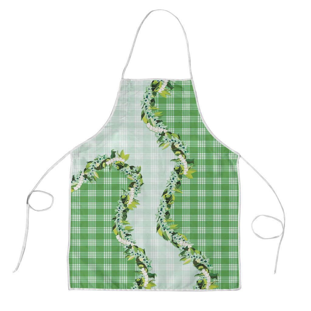 Green Hawaii Palaka Apron Maile Pikake Honohono Orchid Lei LT05 Green - Polynesian Pride