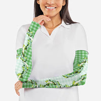 Green Hawaii Palaka Arm Sleeves Maile Pikake Honohono Orchid Lei LT05 - Polynesian Pride
