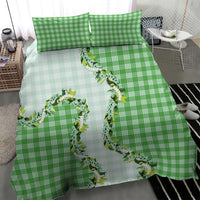 Green Hawaii Palaka Bedding Set Maile Pikake Honohono Orchid Lei LT05 - Polynesian Pride