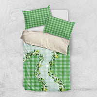 Green Hawaii Palaka Bedding Set Maile Pikake Honohono Orchid Lei LT05 US Twin 172cm x 218cm Green - Polynesian Pride