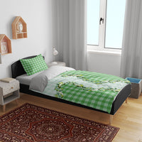 Green Hawaii Palaka Bedding Set Maile Pikake Honohono Orchid Lei LT05 - Polynesian Pride