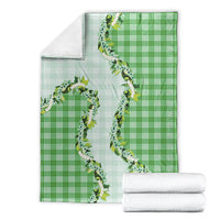 Green Hawaii Palaka Blanket Maile Pikake Honohono Orchid Lei