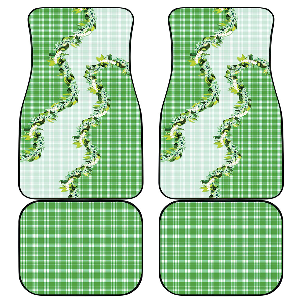 Green Hawaii Palaka Car Mats Maile Pikake Honohono Orchid Lei LT05 - Polynesian Pride