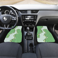 Green Hawaii Palaka Car Mats Maile Pikake Honohono Orchid Lei LT05 Set 2pcs - Front Green - Polynesian Pride