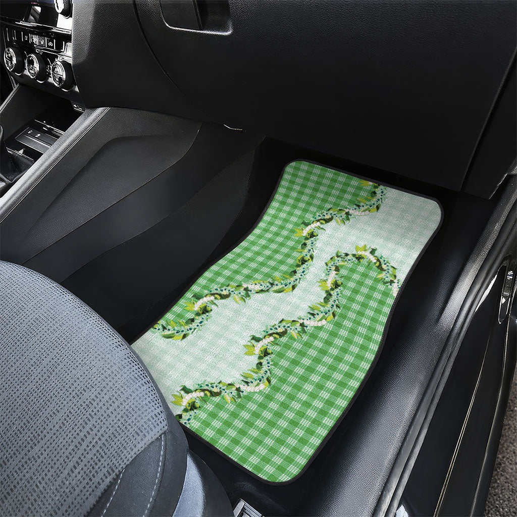 Green Hawaii Palaka Car Mats Maile Pikake Honohono Orchid Lei LT05 - Polynesian Pride