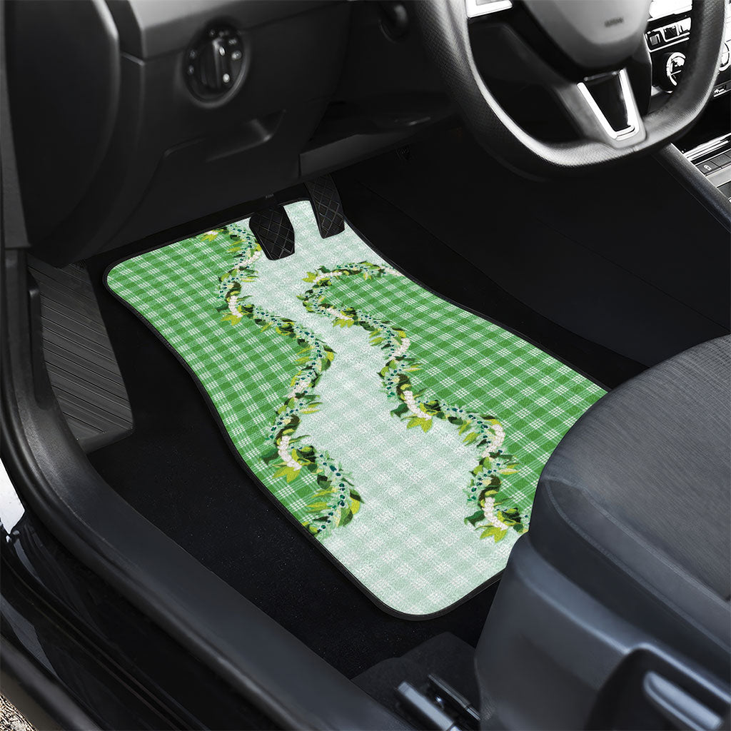 Green Hawaii Palaka Car Mats Maile Pikake Honohono Orchid Lei LT05 - Polynesian Pride