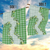 Green Hawaii Palaka Garden Flag Maile Pikake Honohono Orchid Lei LT05 - Polynesian Pride