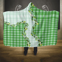 Green Hawaii Palaka Hooded Blanket Maile Pikake Honohono Orchid Lei LT05 - Polynesian Pride