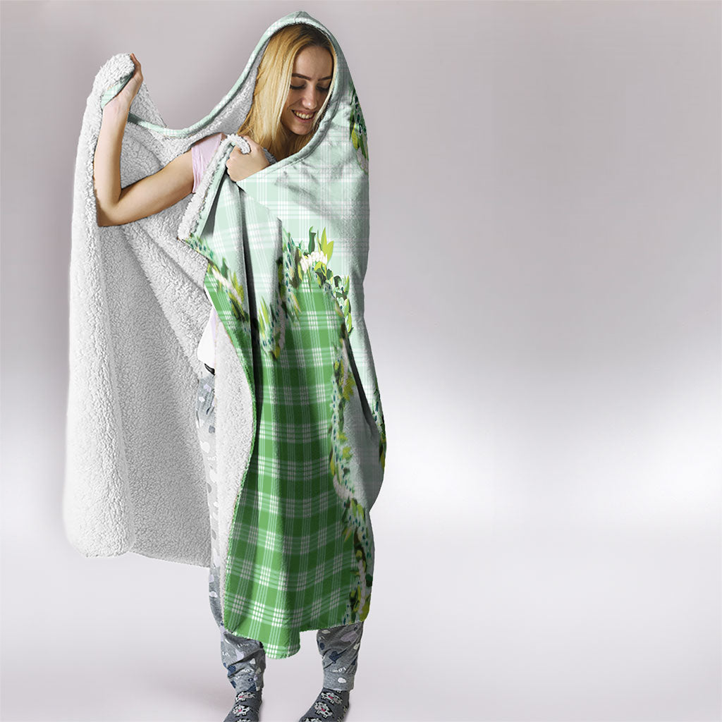 Green Hawaii Palaka Hooded Blanket Maile Pikake Honohono Orchid Lei LT05 - Polynesian Pride