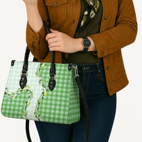 Green Hawaii Palaka Leather Bag Maile Pikake Honohono Orchid Lei