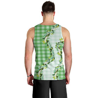 Green Hawaii Palaka Men Tank Top Maile Pikake Honohono Orchid Lei LT05 - Polynesian Pride