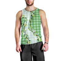 Green Hawaii Palaka Men Tank Top Maile Pikake Honohono Orchid Lei LT05 - Polynesian Pride