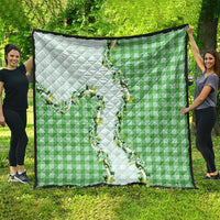 Green Hawaii Palaka Quilt Maile Pikake Honohono Orchid Lei