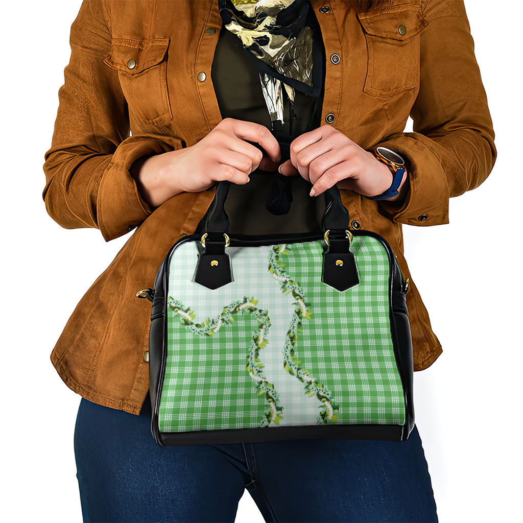 Green Hawaii Palaka Shoulder Handbag Maile Pikake Honohono Orchid Lei LT05 - Polynesian Pride