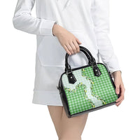 Green Hawaii Palaka Shoulder Handbag Maile Pikake Honohono Orchid Lei LT05 - Polynesian Pride