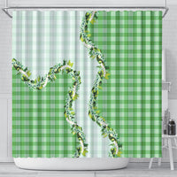 Green Hawaii Palaka Shower Curtain Maile Pikake Honohono Orchid Lei LT05 - Polynesian Pride