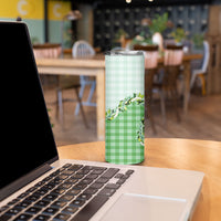 Green Hawaii Palaka Skinny Tumbler Maile Pikake Honohono Orchid Lei