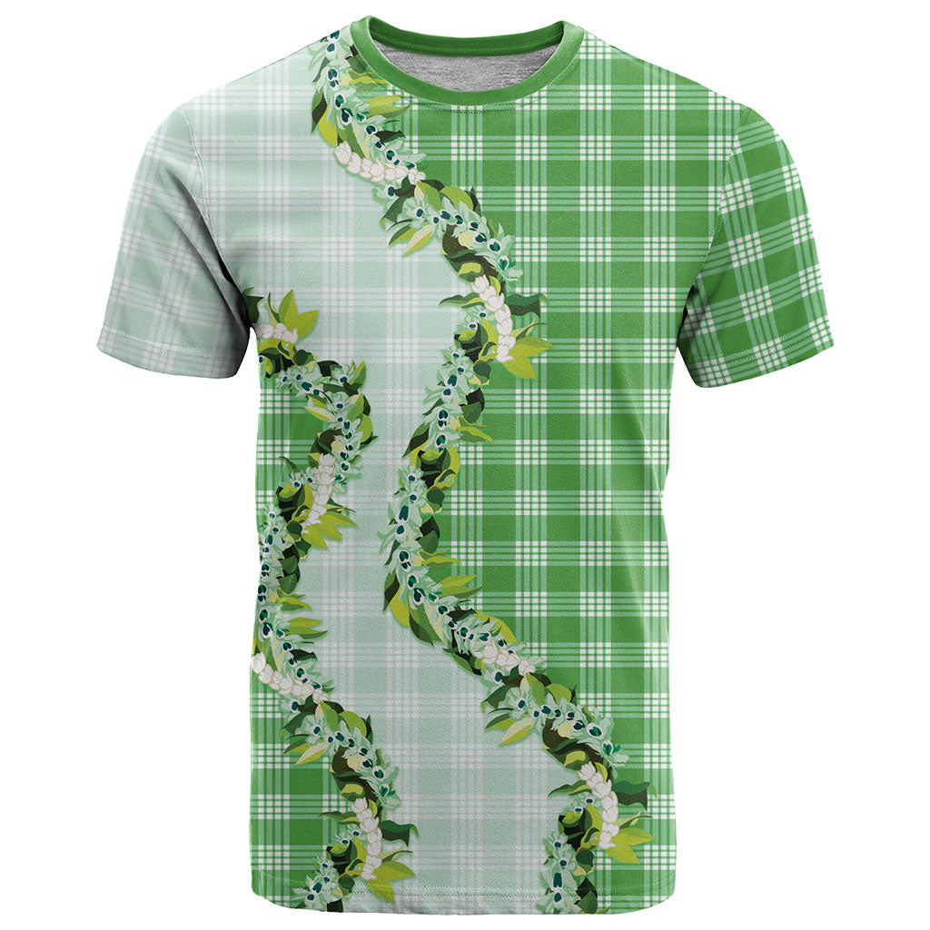 Green Hawaii Palaka T Shirt Maile Pikake Honohono Orchid Lei LT05 Green - Polynesian Pride