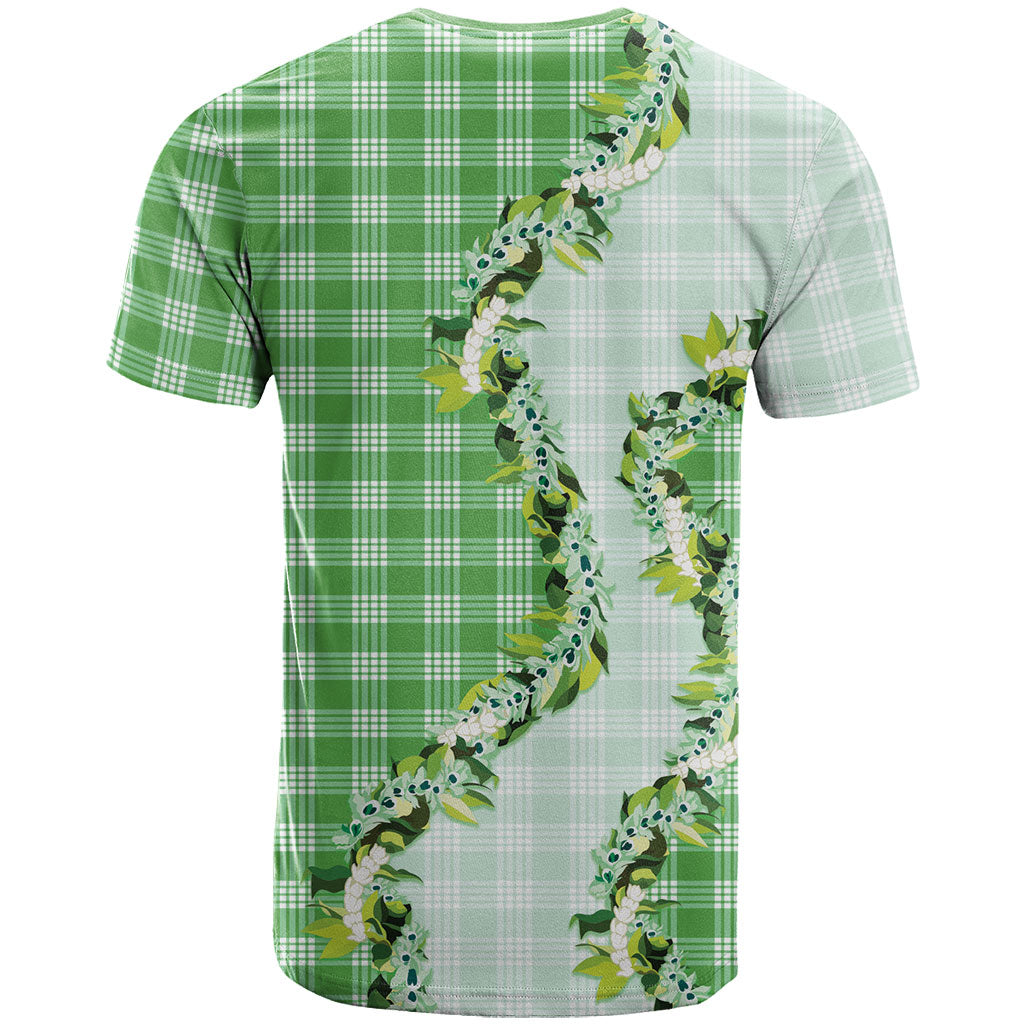 Green Hawaii Palaka T Shirt Maile Pikake Honohono Orchid Lei LT05 - Polynesian Pride