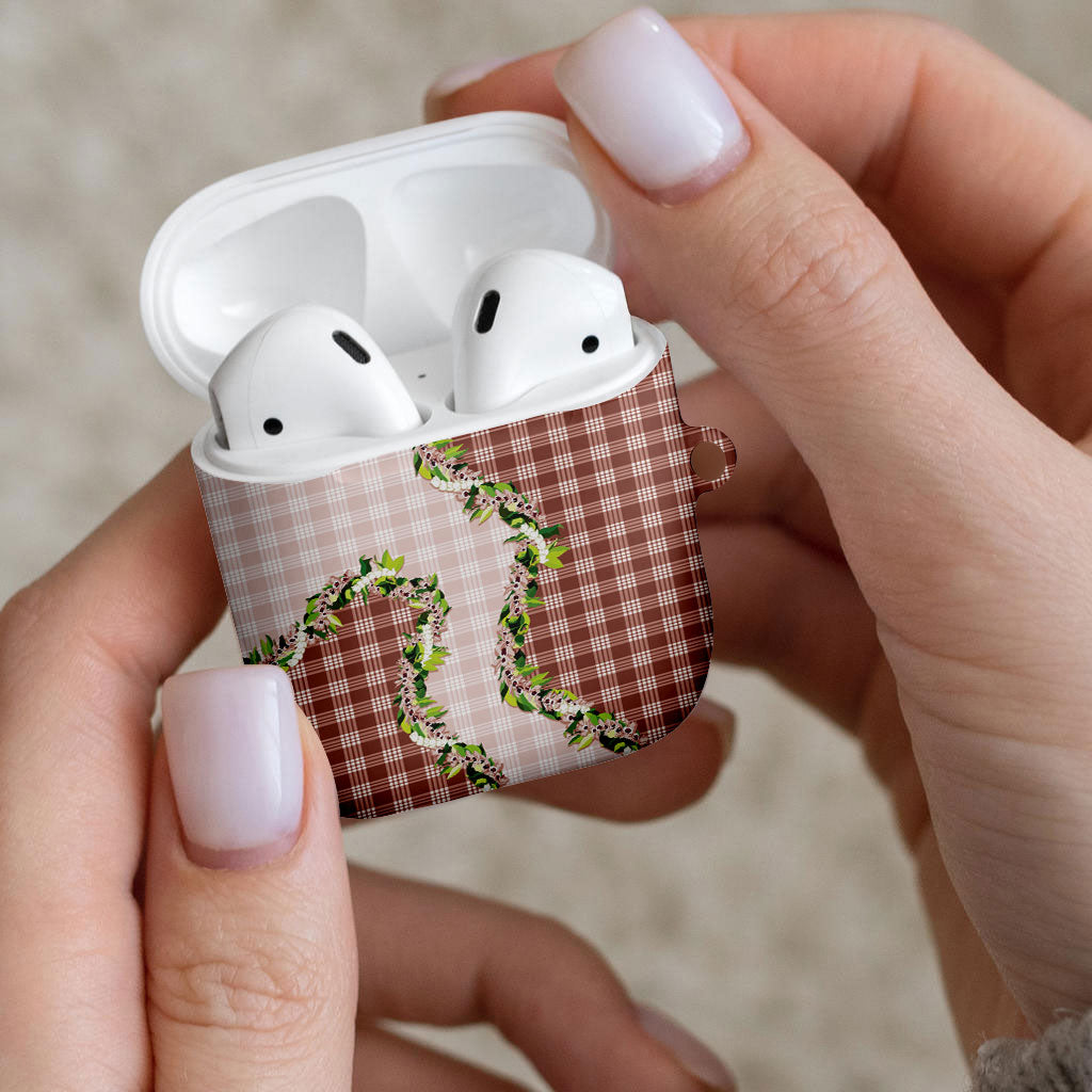 Mocha Hawaii Palaka AirPods Case Maile Pikake Honohono Orchid Lei LT05 - Polynesian Pride