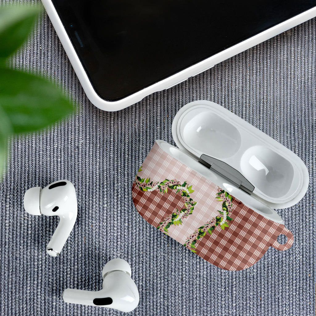 Mocha Hawaii Palaka AirPods Case Maile Pikake Honohono Orchid Lei LT05 - Polynesian Pride