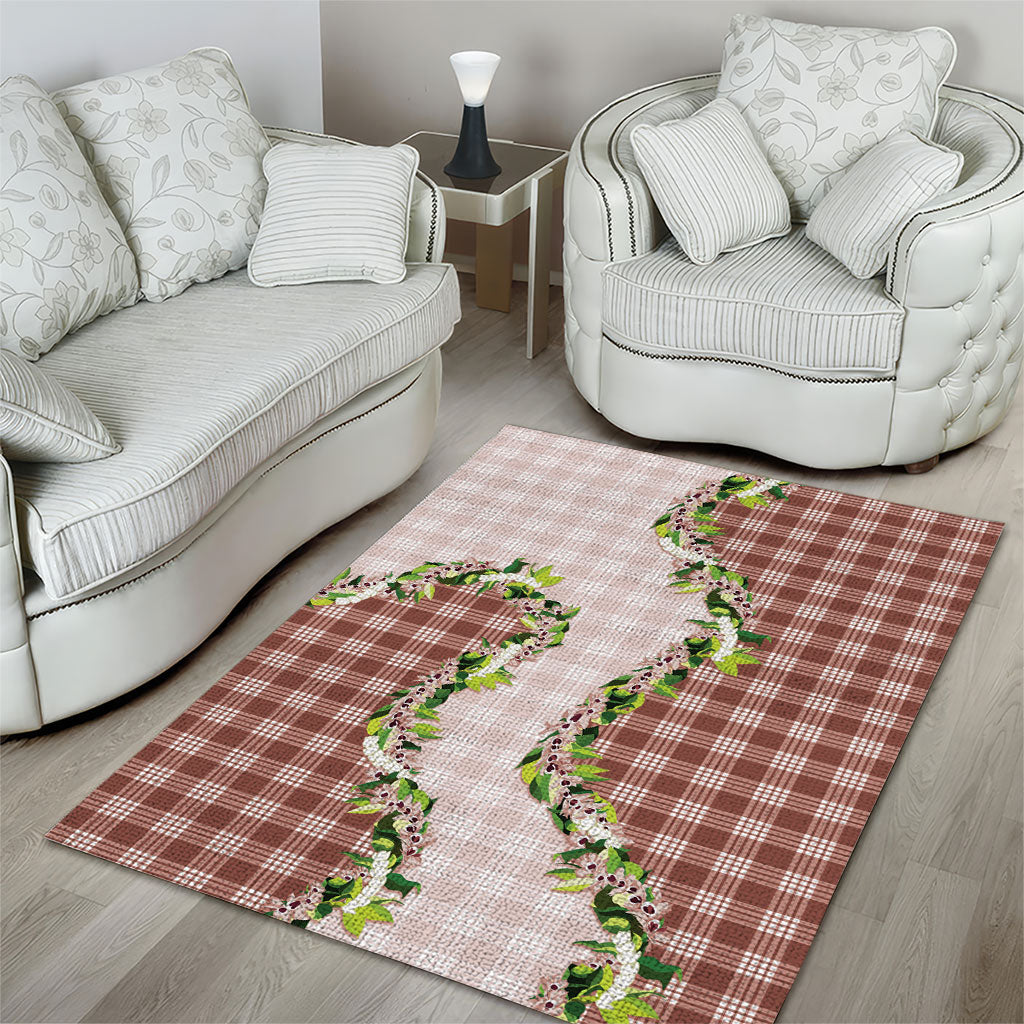 Mocha Hawaii Palaka Area Rug Maile Pikake Honohono Orchid Lei