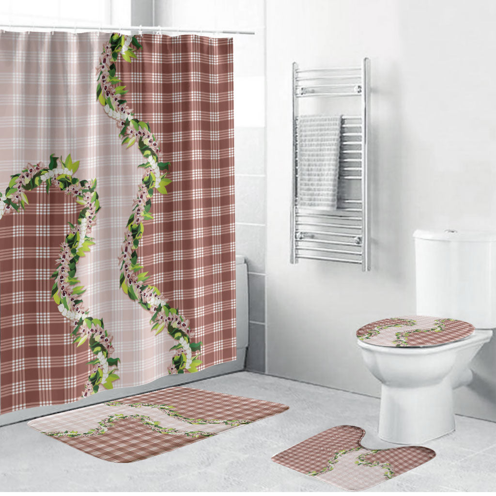 Mocha Hawaii Palaka Bathroom Set Maile Pikake Honohono Orchid Lei LT05 Bathroom Set (4 pcs) Mocha - Polynesian Pride