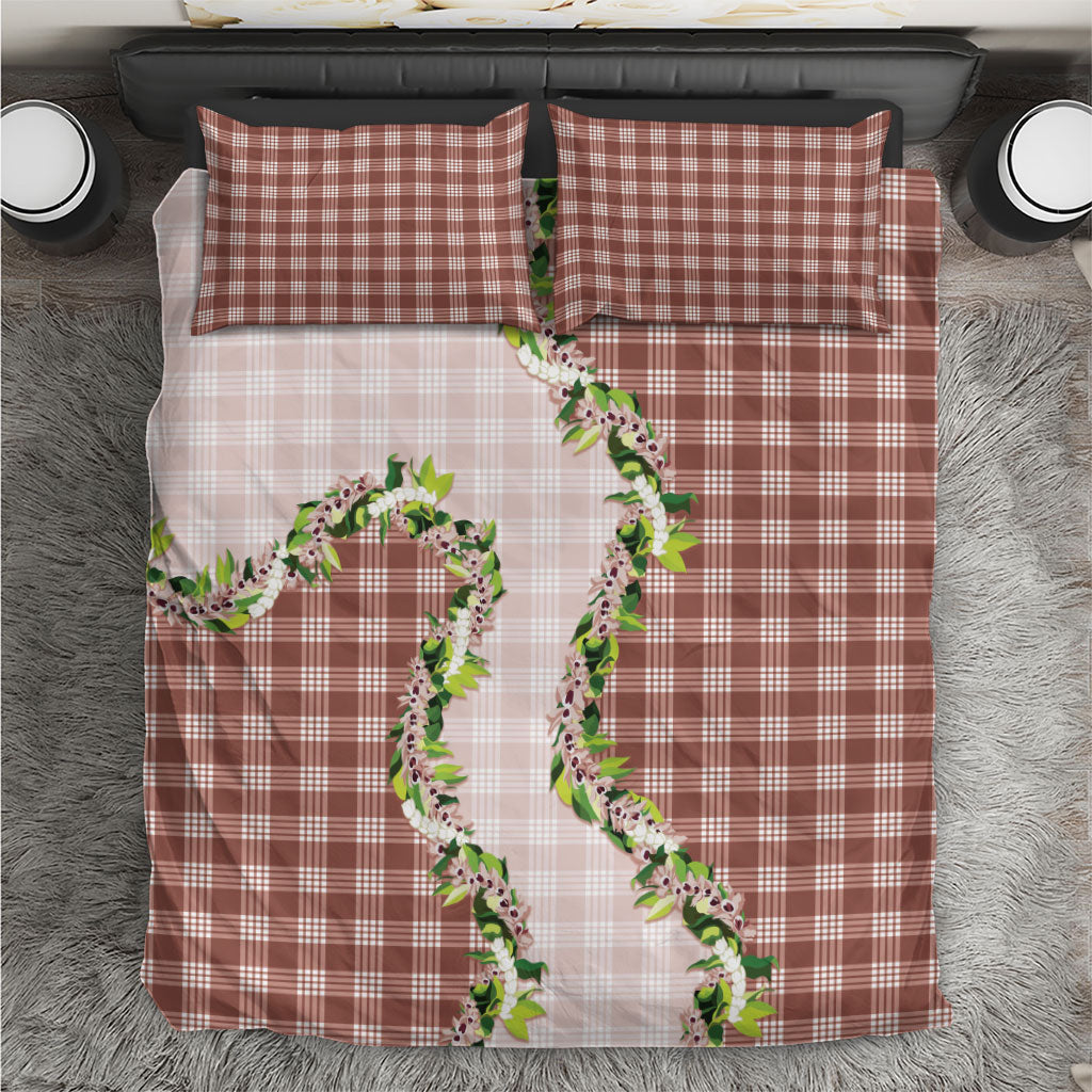 Mocha Hawaii Palaka Bedding Set Maile Pikake Honohono Orchid Lei LT05 Mocha - Polynesian Pride