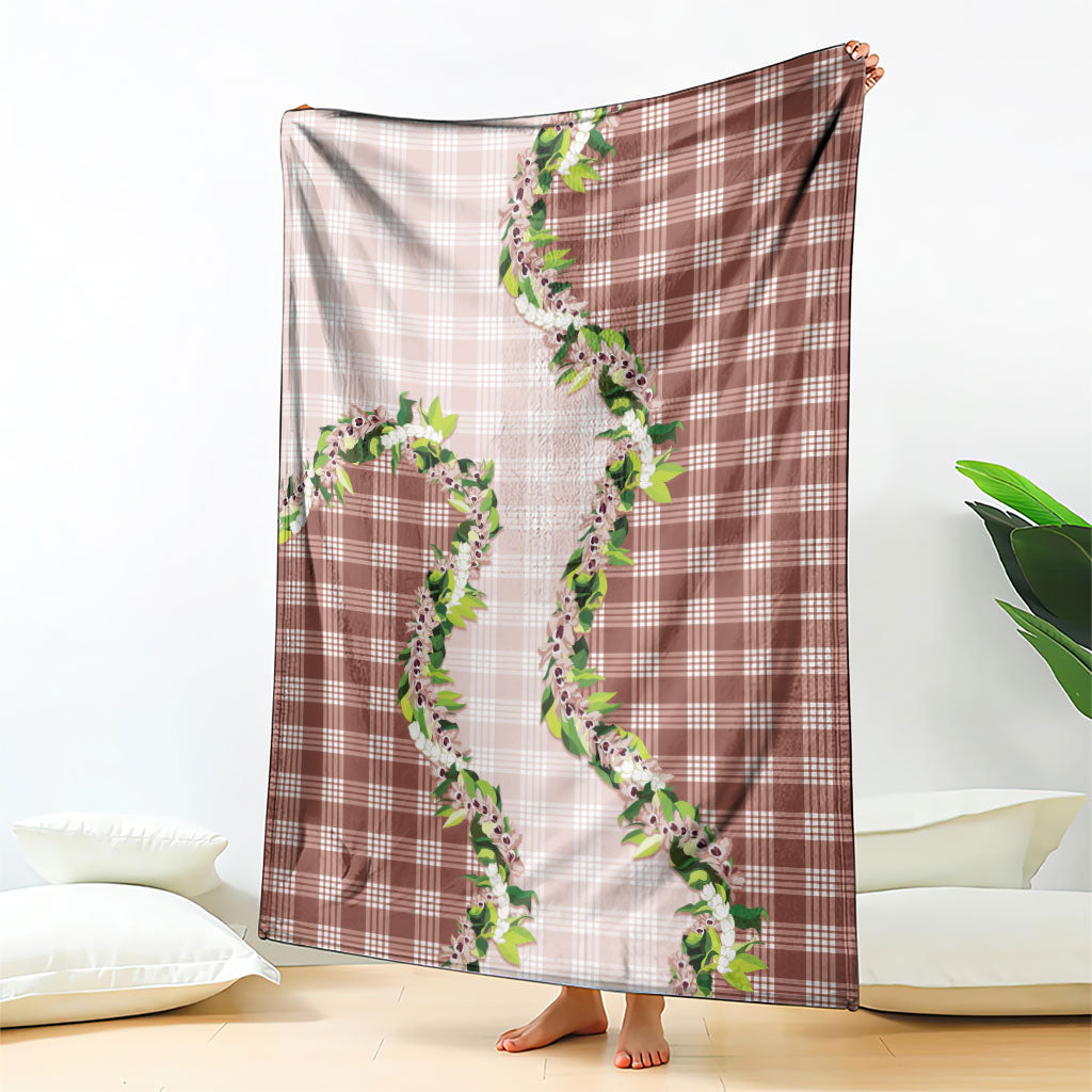 Mocha Hawaii Palaka Blanket Maile Pikake Honohono Orchid Lei