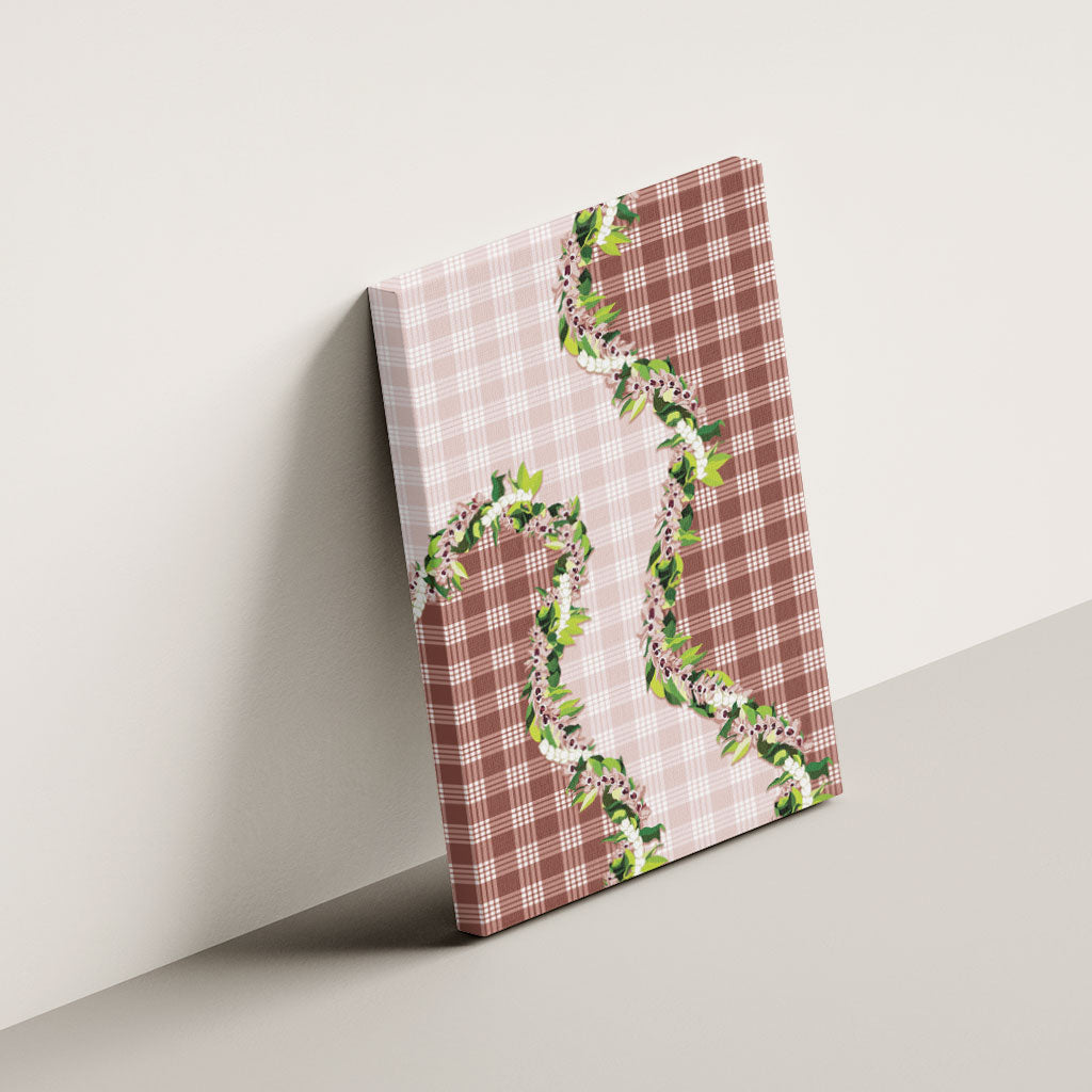 Mocha Hawaii Palaka Canvas Wall Art Maile Pikake Honohono Orchid Lei