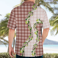 Mocha Hawaii Palaka Hawaiian Shirt Maile Pikake Honohono Orchid Lei