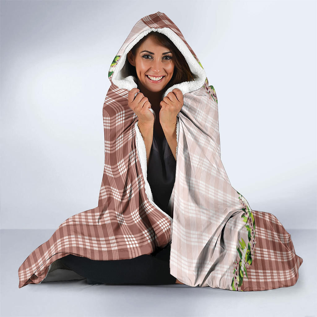 Mocha Hawaii Palaka Hooded Blanket Maile Pikake Honohono Orchid Lei LT05 - Polynesian Pride