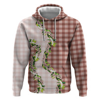 Mocha Hawaii Palaka Hoodie Maile Pikake Honohono Orchid Lei LT05 Pullover Hoodie Mocha - Polynesian Pride