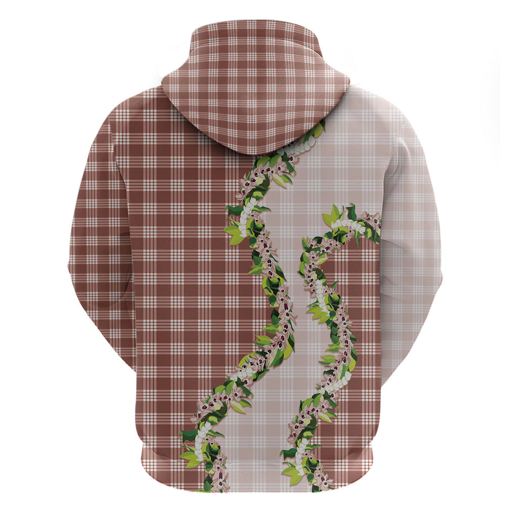 Mocha Hawaii Palaka Hoodie Maile Pikake Honohono Orchid Lei LT05 - Polynesian Pride