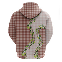 Mocha Hawaii Palaka Hoodie Maile Pikake Honohono Orchid Lei LT05 - Polynesian Pride