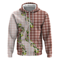 Mocha Hawaii Palaka Hoodie Maile Pikake Honohono Orchid Lei LT05 Zip Hoodie Mocha - Polynesian Pride