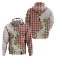 Mocha Hawaii Palaka Hoodie Maile Pikake Honohono Orchid Lei LT05 - Polynesian Pride